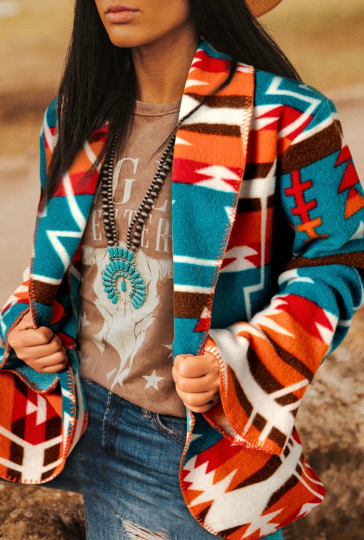 Aztec Bell Sleeve Jacket