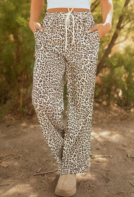 Leopard drawstring cargo pants