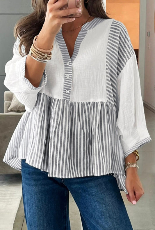Gray babydoll blouse