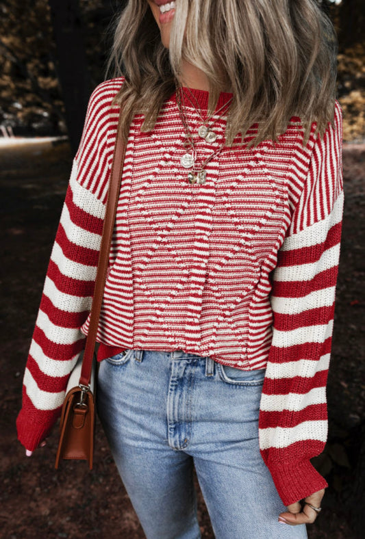 Candy Cane Textured Sweater