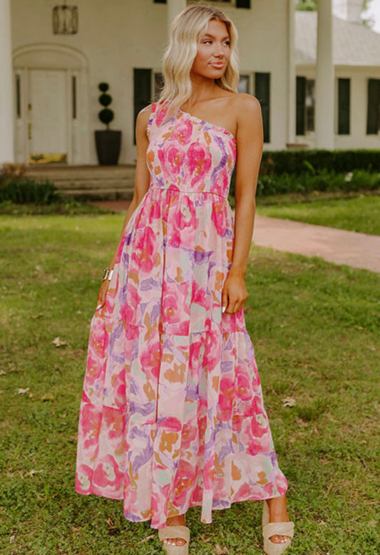 Floral one shoulder dress